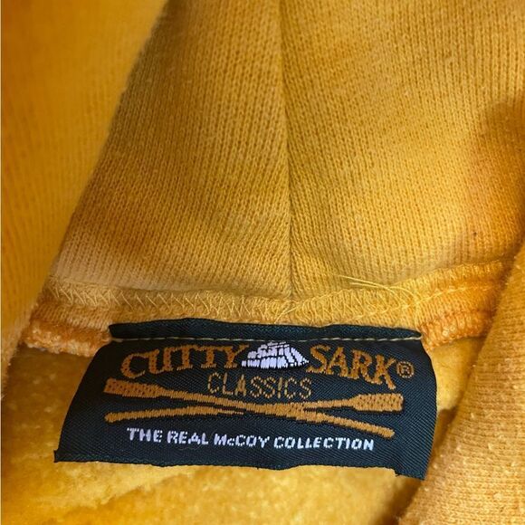 VINTAGE Cutty Sark Scots Whisky Pullover Hoodie Men Large Yellow USA 90s - Picture 5 of 7